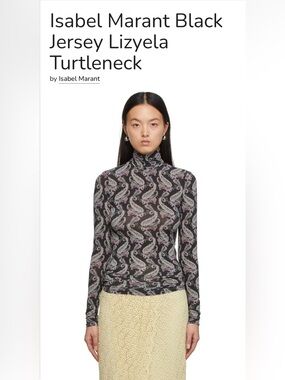 Isabel Marant Black Jersey Lizyela Turtleneck Size S EU 36 $325